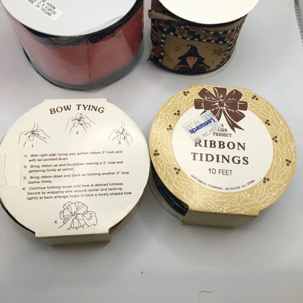 VINTAGE Halloween Crafting Ribbon Lot of 4 Wide Cat Spiderweb Witch Foil  NWT - Picture 11 of 12